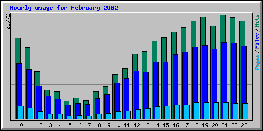 Hourly usage for February 2002